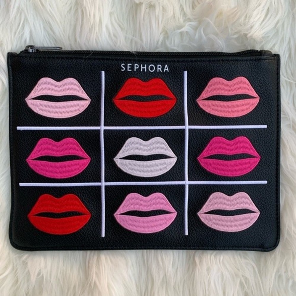Sephora Embroidered Lips Makeup Bag